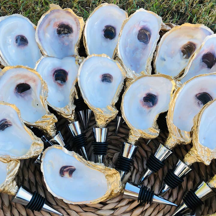 Place of Grace Designs - Wholesale Wine Stopper - Oyster Shell Wine Stopper--Blue Paisley8