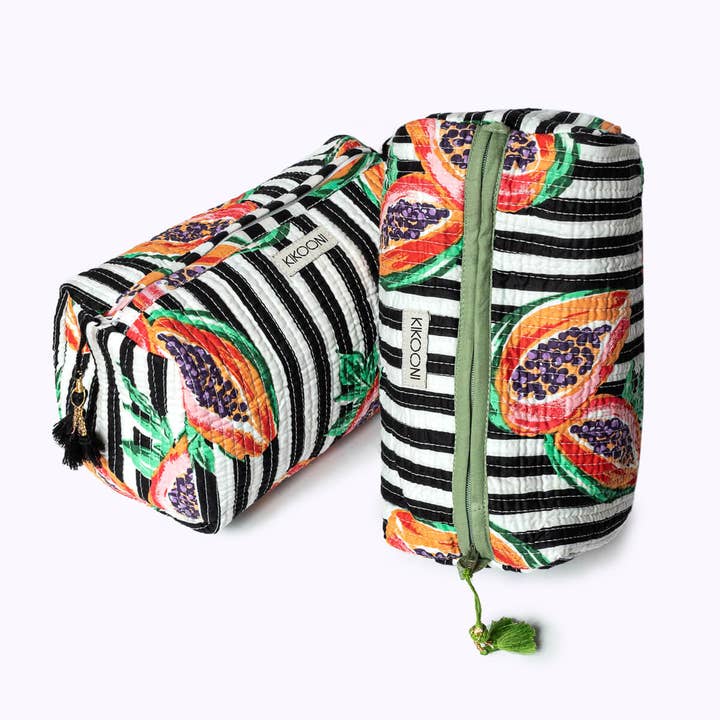 Trousse de toilette « My Papaya Love » faite à la main pour la vente par kikooni
