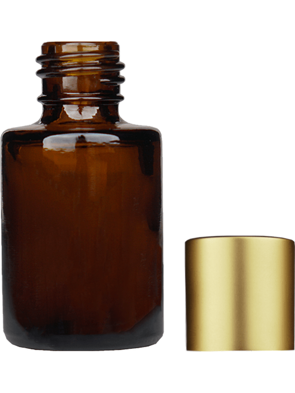 Best Bottles - Wholesale Travel Container - Tulip Amber Glass Bottle with Short Metal Cap - 5ml5