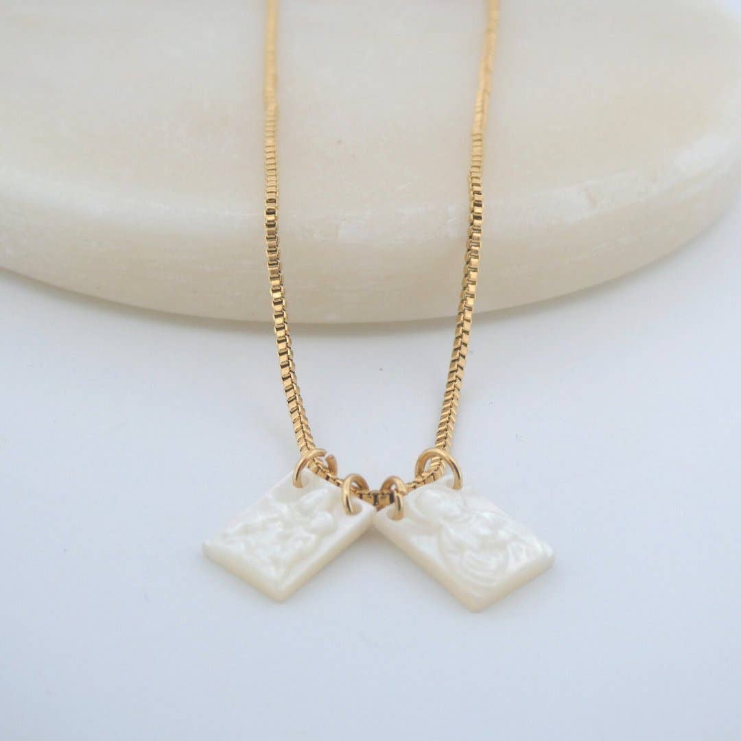 Guadalupe Gifts - Wholesale Pendant/Charm Necklace - Mother of Pearl Scapular Necklace 18-inch5