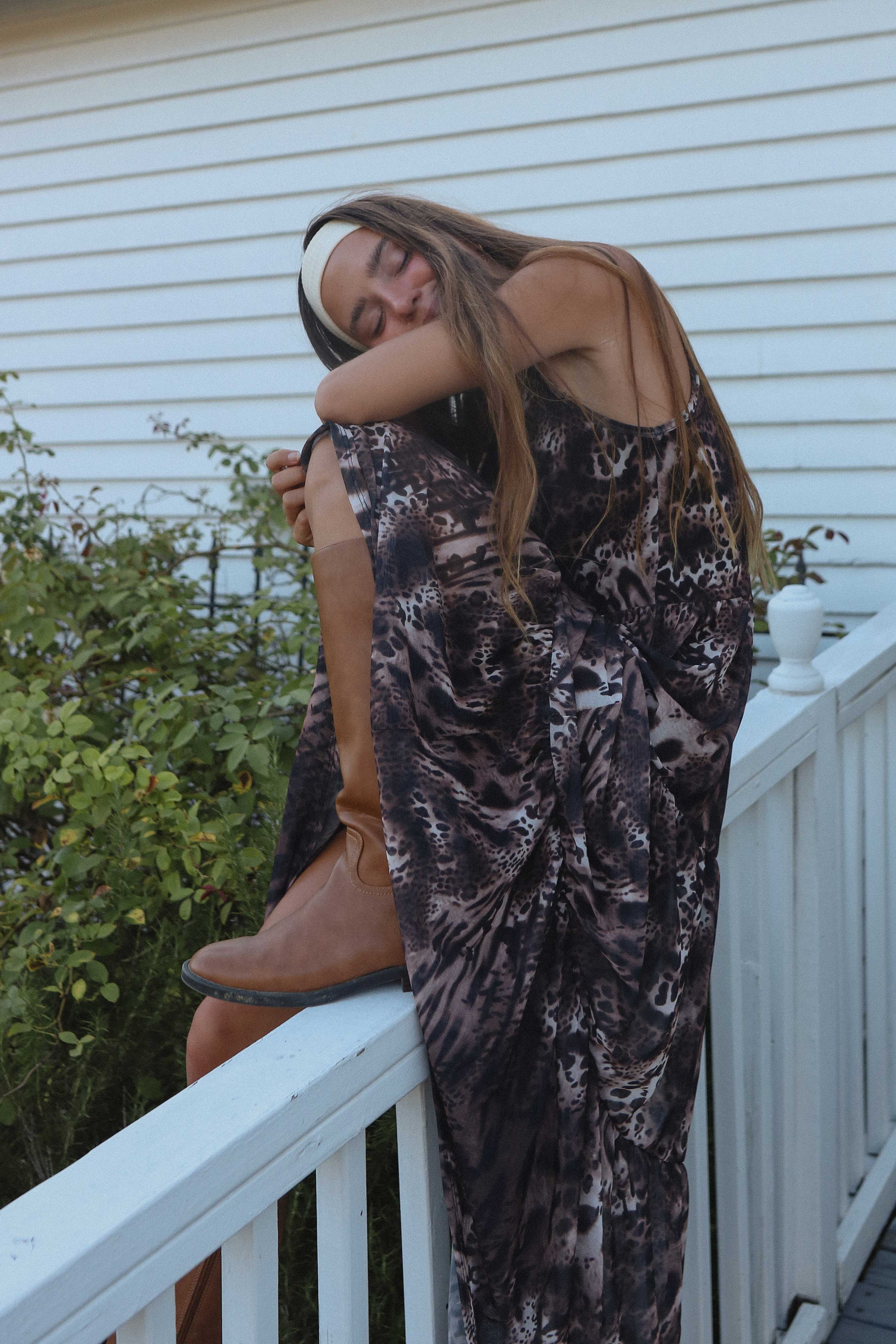 Leopard Brun ISD1099MESH Marina Mesh Dyreprint Kjole for engroshandel på Faire7