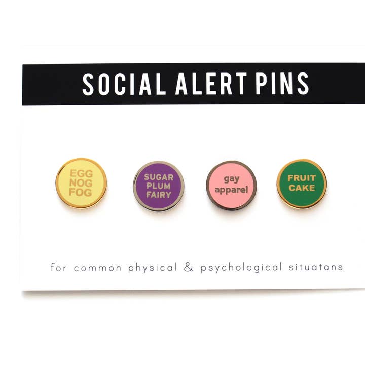 Lot de 4 épingles émaillées pour Noël pour la vente par Word For Word Factory