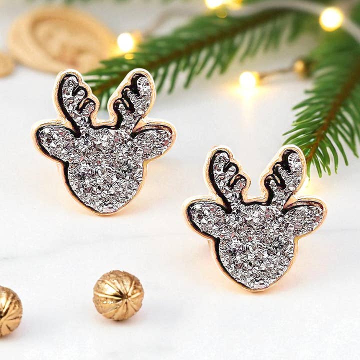 Christmas Druzy Reindeer Stud for wholesale by Lavender Willow