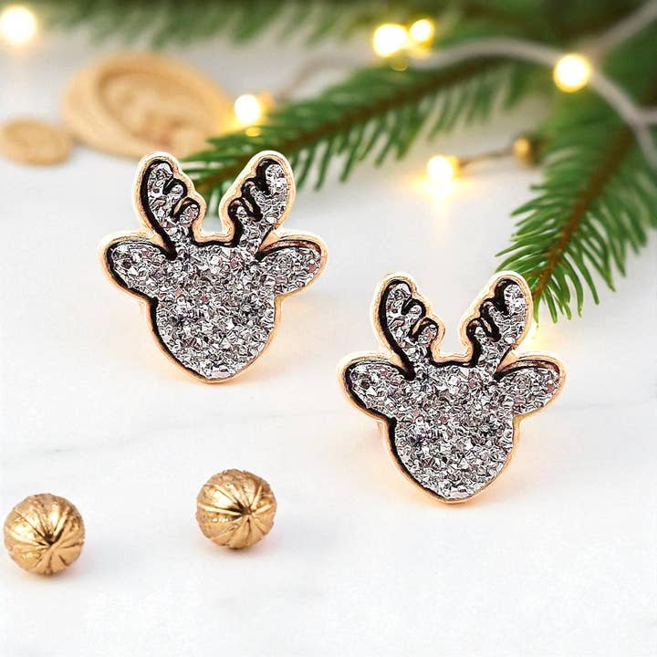 Christmas Druzy Reindeer Stud for wholesale by Lavender Willow