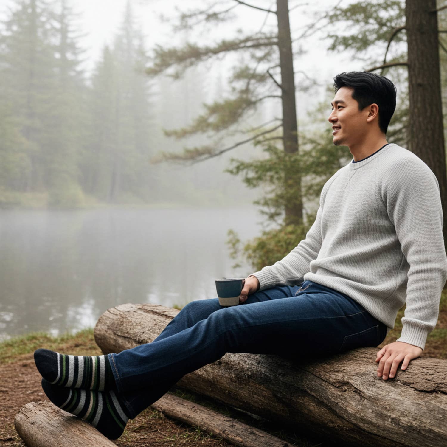 Shupaca Alpaca - Wholesale Socks - Unisex - Alpaca Socks - Stripe - Moss2