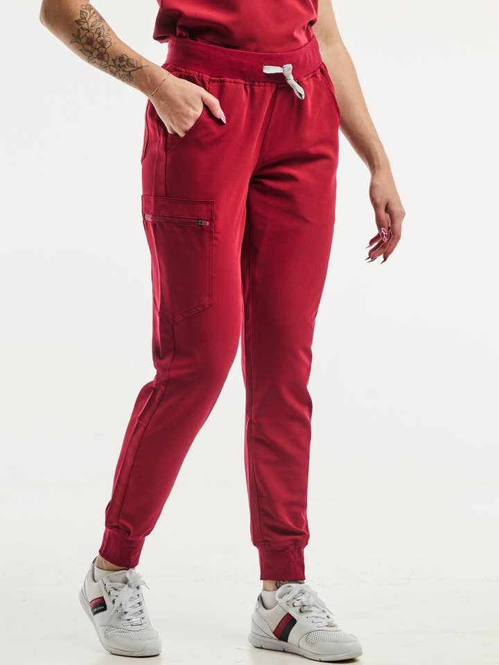 Paris - Calças Médicas Elásticas - Mulher - Vermelho por atacado de AELIN