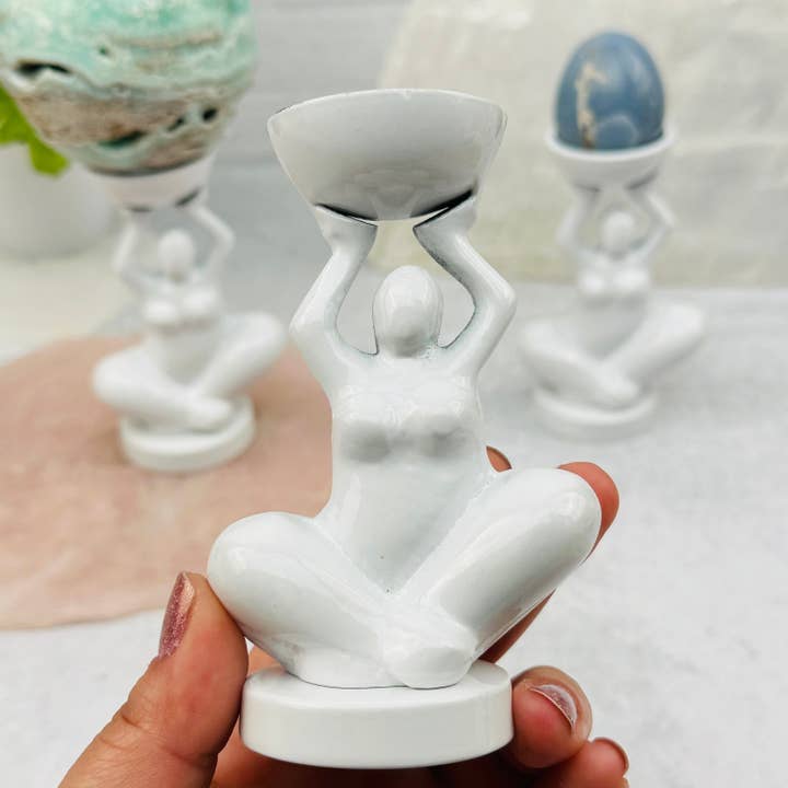 Rock Paradise - Wholesale Decorative Figurine - Crystal Stand - White Yoga Goddess Figure