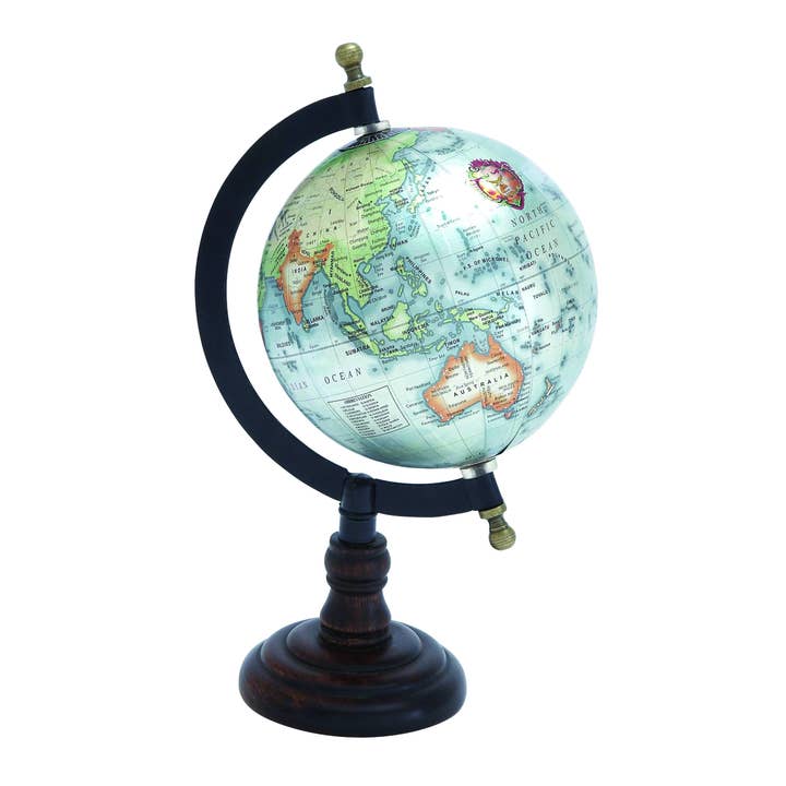 UMA Home Decor - Wholesale Desk Globe - Traditional Brown Mango Wood Globe - Black Accents