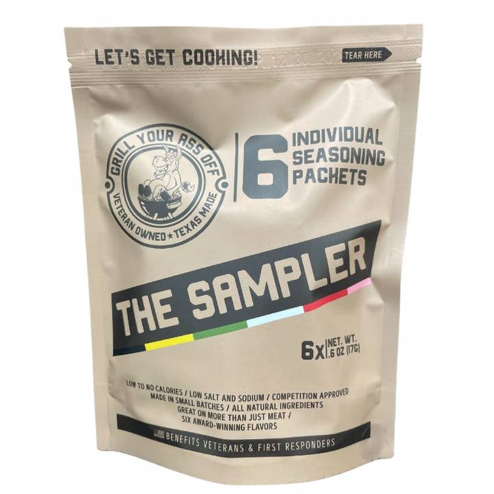 Grill Your Ass Off - Spices, Rubs, Seasonings, Sauces, Jerky - Wholesale Rub - The Sampler - 6 Pack of Seasonings & Spices, Rubs, BBQ, Gift