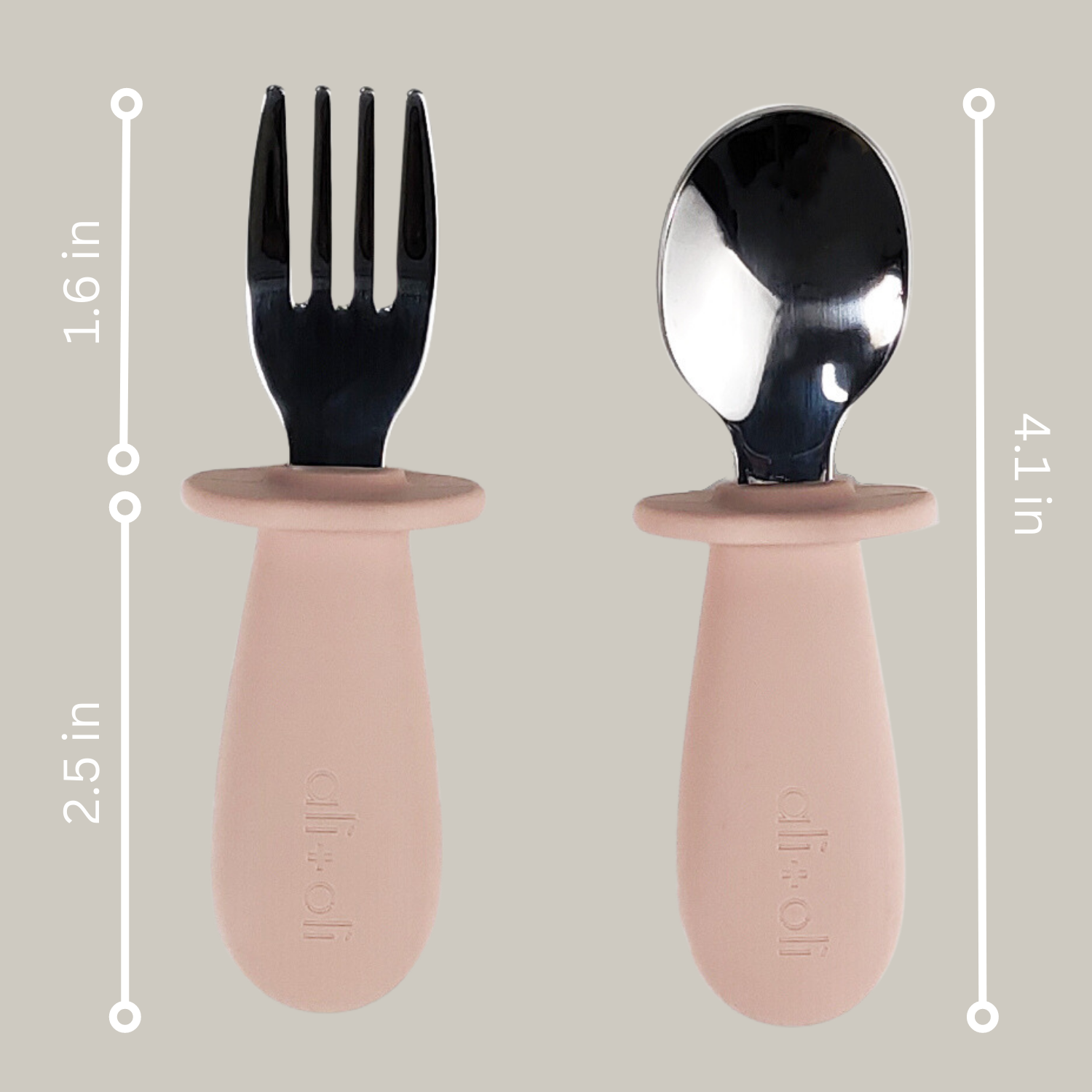 Ali+Oli - Wholesale Flatware Set - Kids & Baby - Ali+Oli Spoon & Fork Learning Set for Toddlers (Pink) 6m+7