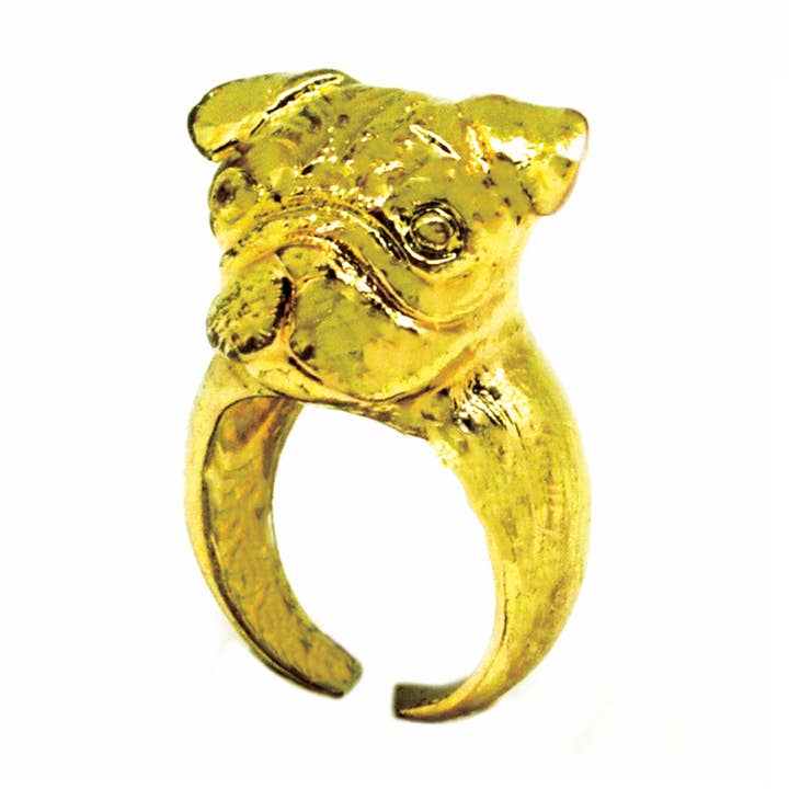 Golden Pug Ring for wholesale by MONVATOO London