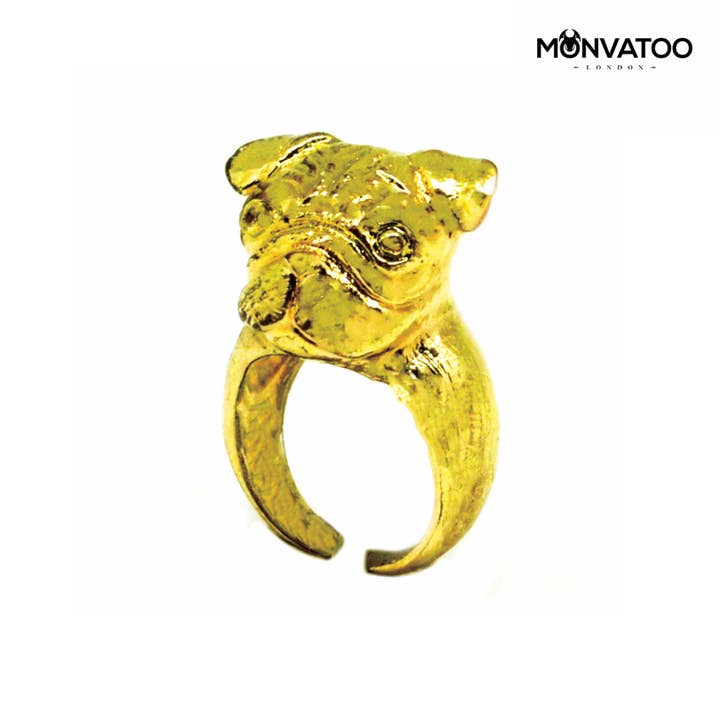 Golden Pug Ring for wholesale by MONVATOO London