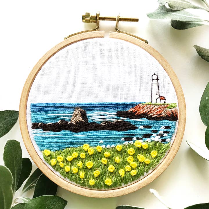 Rosanna Diggs Embroidery - Wholesale Craft Sewing Kit - Lighthouse By the Bay Modern Hand Embroidery Kit