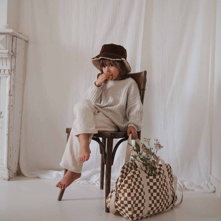 Caramel RAPHAEL DIAPER BAG - WEEKEND BAG CHECKERBOARD for wholesale on Faire3