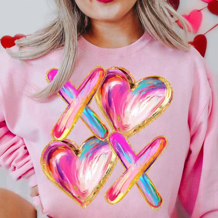 XOXO Brushstroke Valentines Day Sweatshirt for wholesale by Southern Backroad Tees LLC