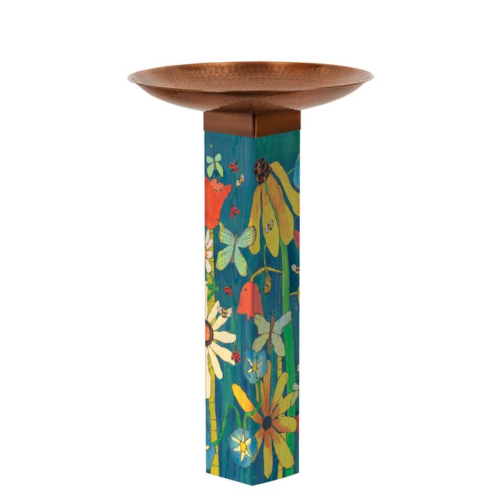 Studio M - Wholesale Bird Bath - Earth Laughs in Flowers Bird Bath Art Pole w/ST9021 Copper T