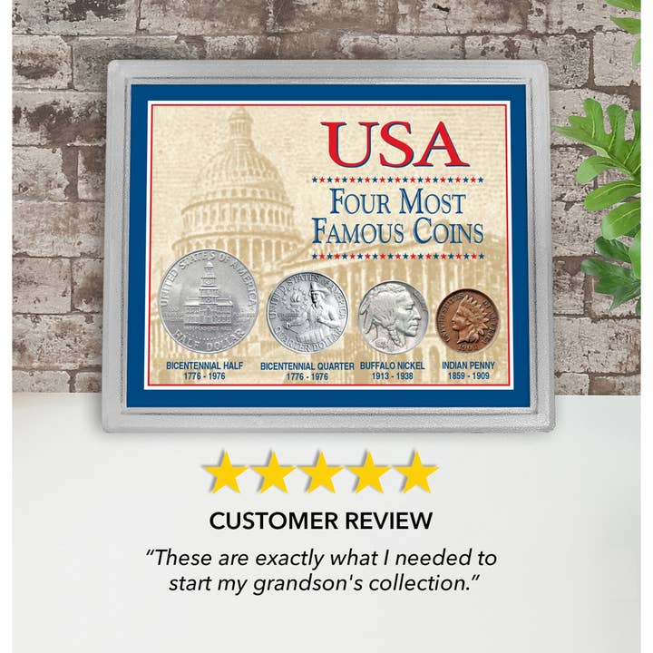 American Coin Treasures - Wholesale Decorative Tabletop Object - USA Four Most Famous Coins in Acrylic Case5