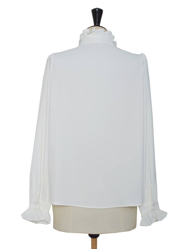 ELLI WHITE - Wholesale Button Down Shirt - Women's - Shirt with embossed floral collar4