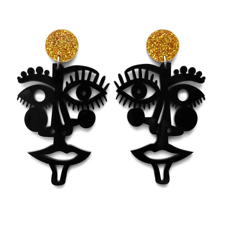 Pendientes de acrílico negro cortado con láser para venta al por mayor de Boo and Boo Factory