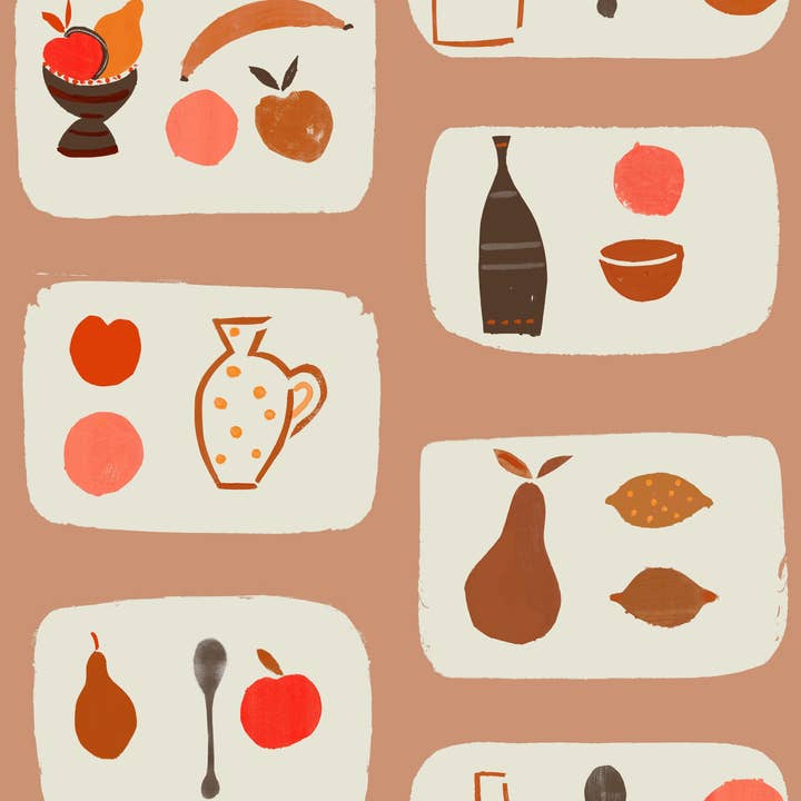 Naive Fruit Wallpaper - Peach for wholesale by Sharon Jane Studio