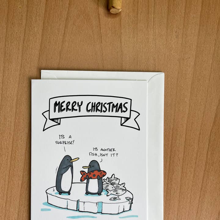 Pinguins de Natal - Cartão de Natal por atacado de Rob Stears Illustration