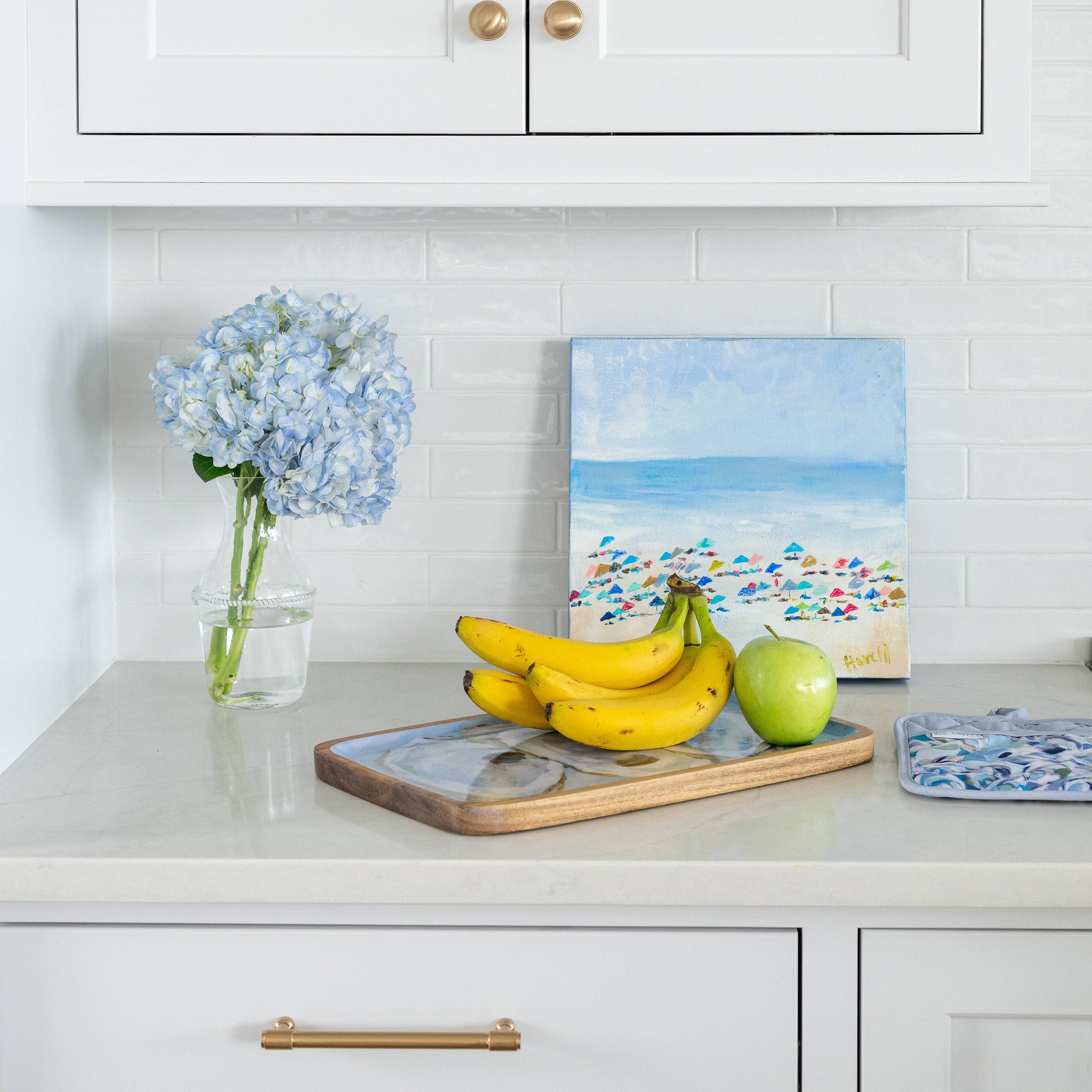 Kim Hovell Art - Wholesale Serving Tray - Wooden Serving Tray (Rectangle) - Coastal Oysters4