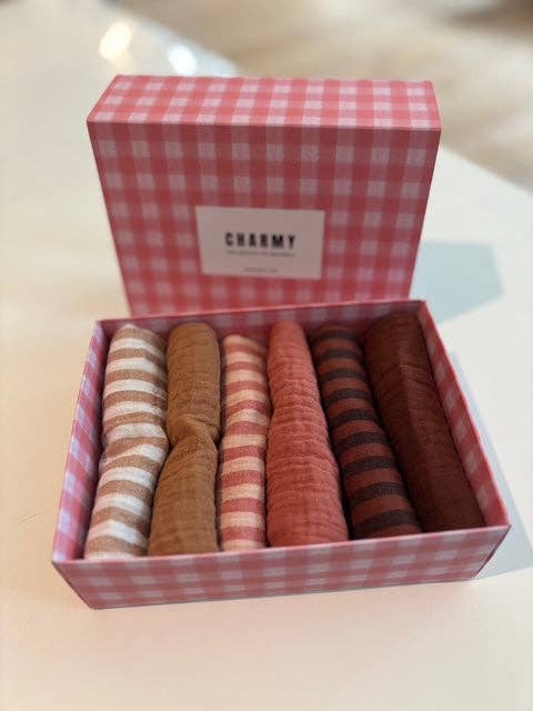 CHARMY - Wholesale Dinner & Cloth Napkin - Set of 6 cotton double gauze napkins, Petite Sienne model, Made in France