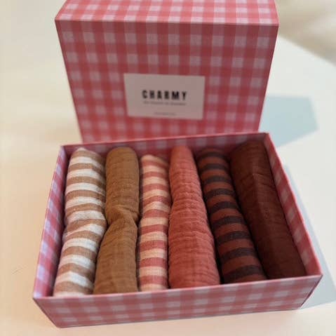 CHARMY - Wholesale Dinner & Cloth Napkin - Set of 6 cotton double gauze napkins, Petite Sienne model, Made in France0