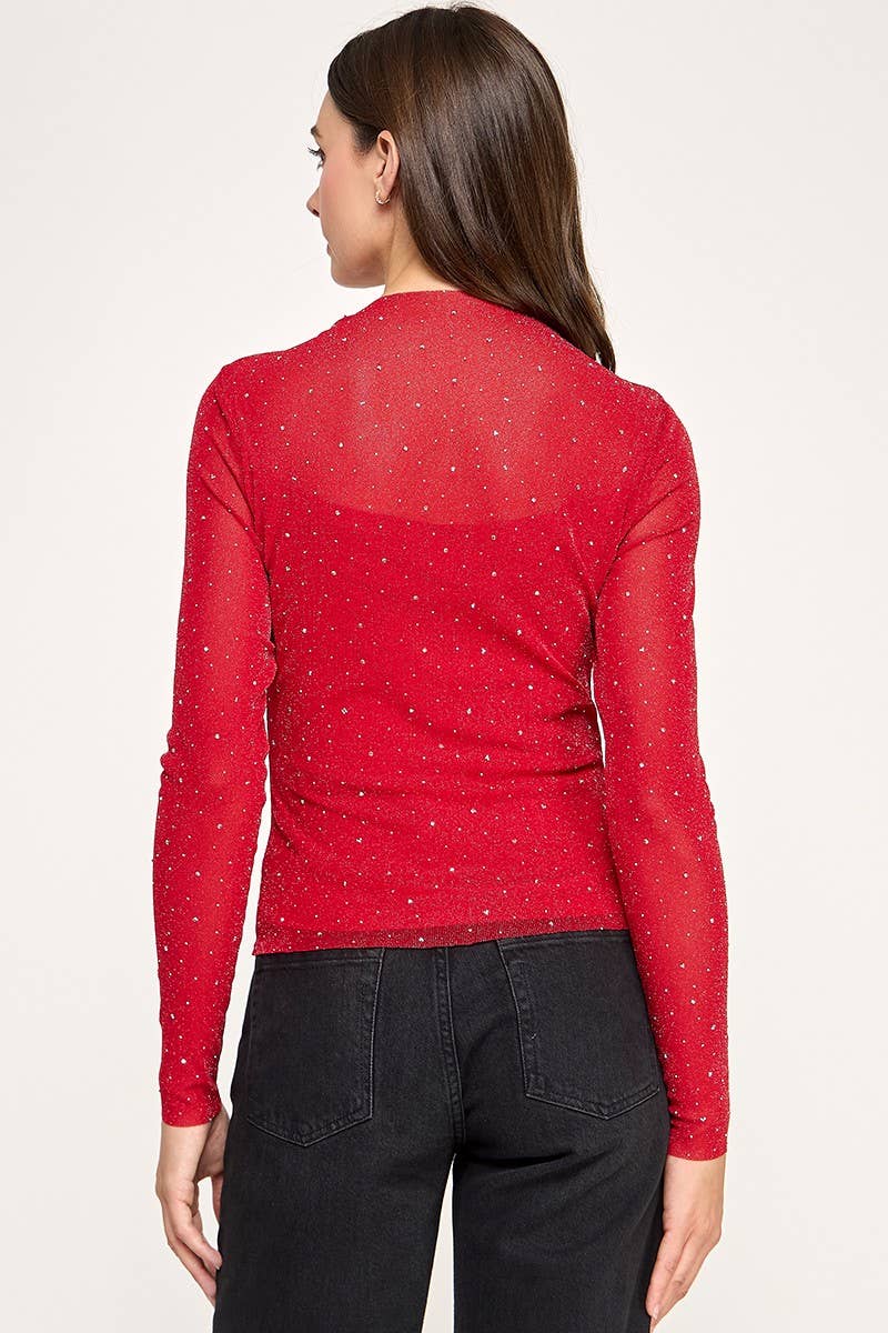 Vanilla Monkey - Wholesale Knit Top - Women's - Rhinestone Mesh Top3