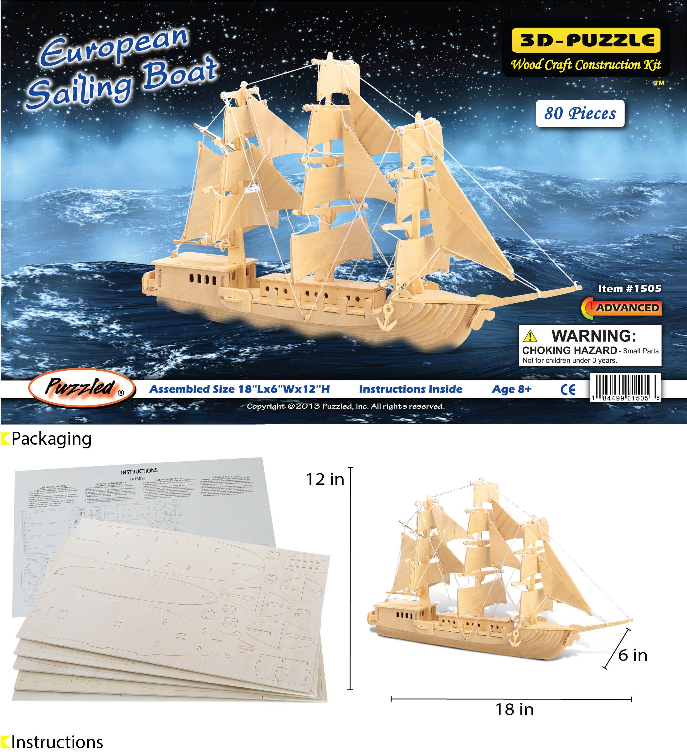 Cota Global - Vendita all'ingrosso Puzzle - Bambini - Puzzle 3D - Barca a vela europea1