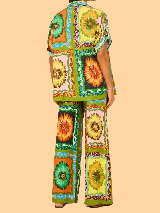 MULTI Floral Print Top and Pants Set for wholesale on Faire3