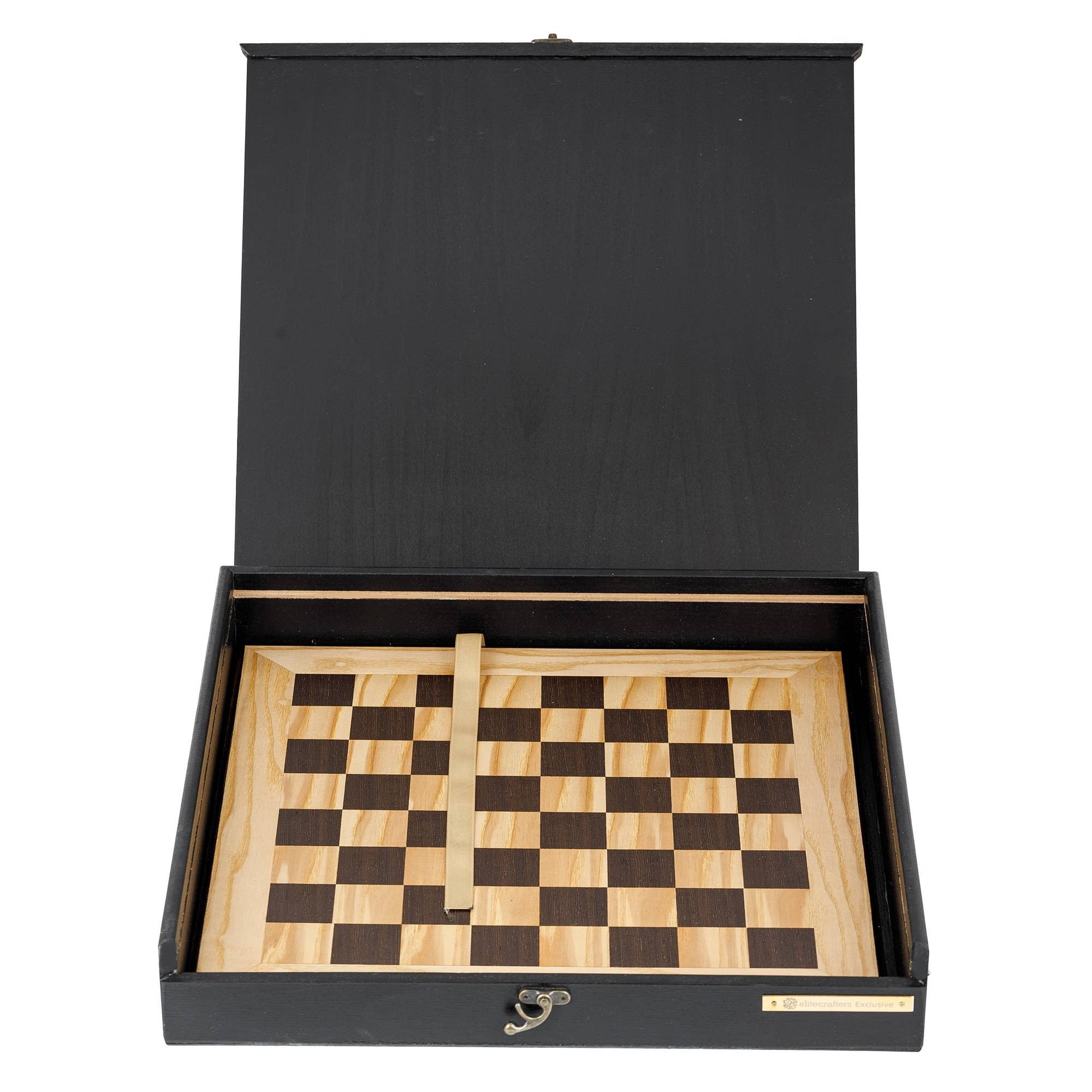 ARTIA LTD - Vendita all'ingrosso Giochi da tavolo - Set di scacchi in legno d'olivo con pezzi metallici in scatola nera4
