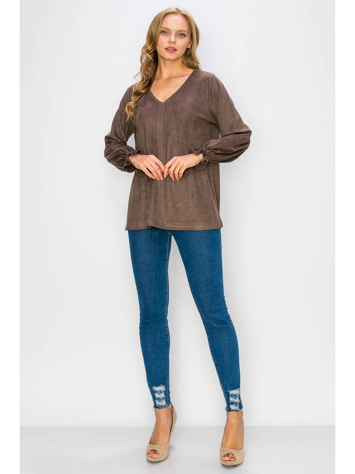 Joh Apparel - Wholesale Blouse - Women's - Abigail Stretch Suede Top16