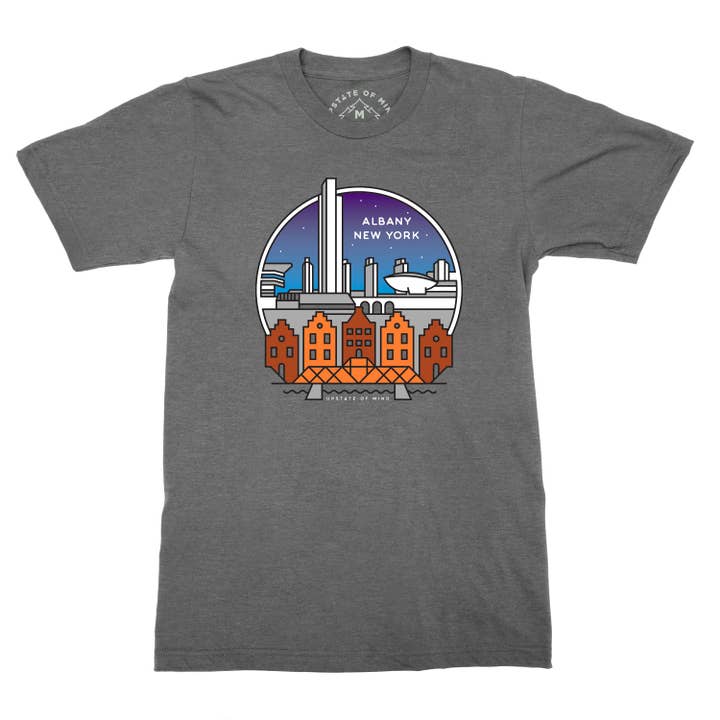 Downtown Albany Skyline Tee for wholesale by Compas Life - Upstate of Mind