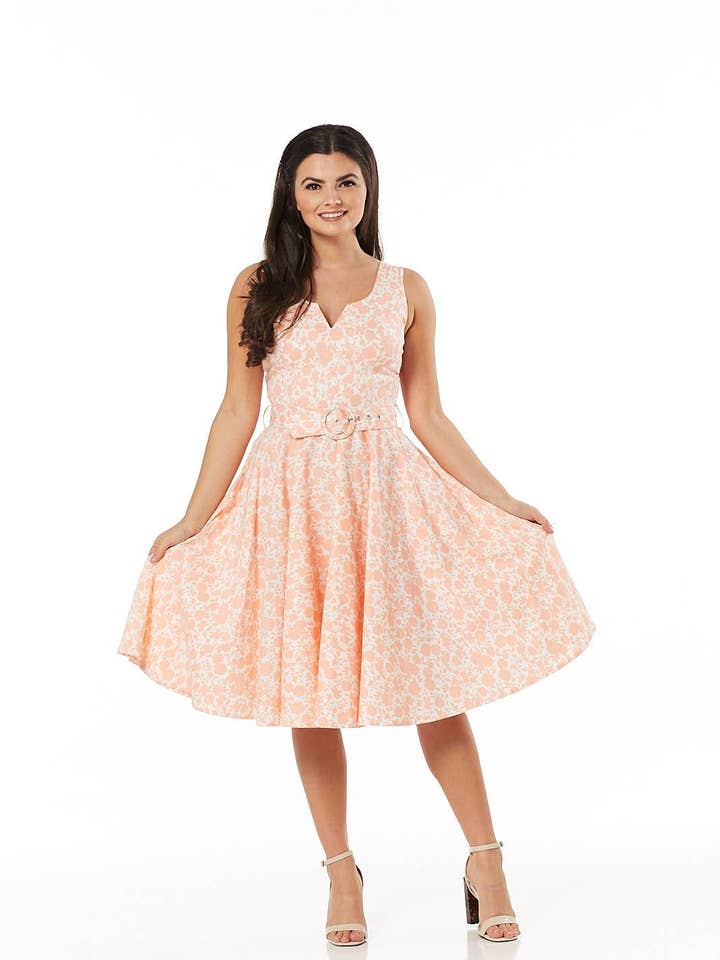 Timeless London - Wholesale Dress – Women's - Alora Fit and Flare Cotton Floral Midi Swing Dress