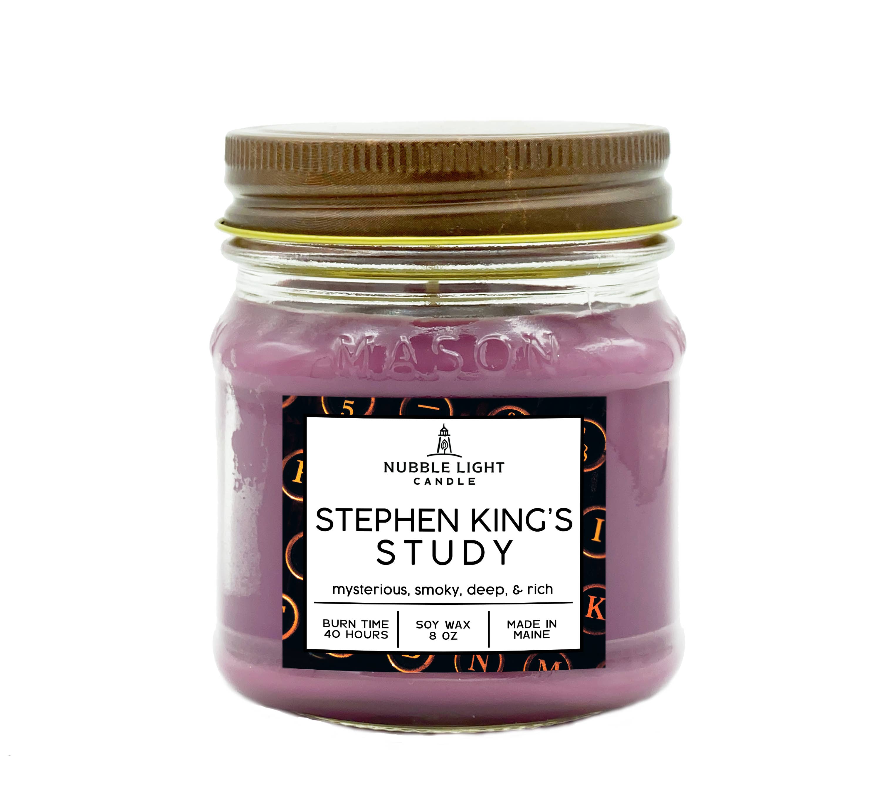 Nubble Light Candle - Wholesale Jar/filled candle - Stephen King's Study 8oz. Scented Soy Candle