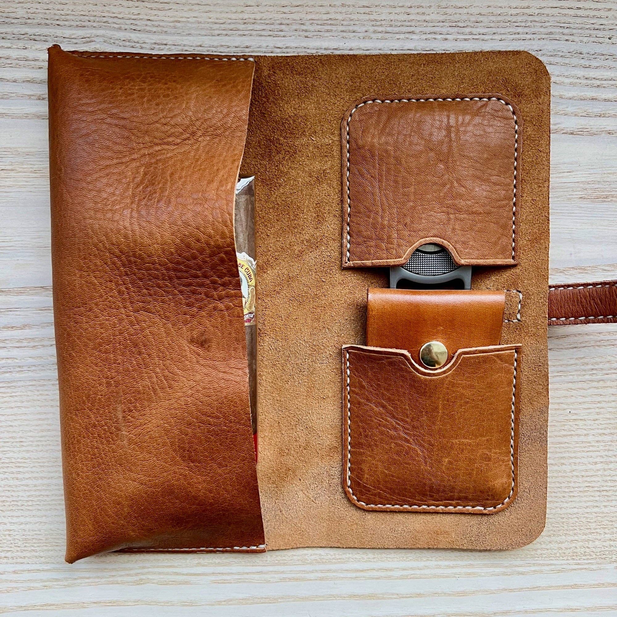 A. M. Aiken - Wholesale Humidor/Cigar Accessory - 4 Cigars Drum-Dyed Leather Cigar Case7