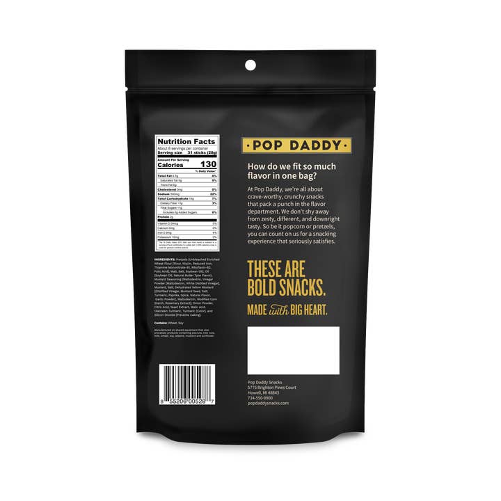 Pop Daddy Snacks - Wholesale Pretzels - Pop Daddy – Yellow Mustard Seasoned Pretzels 7.5oz1