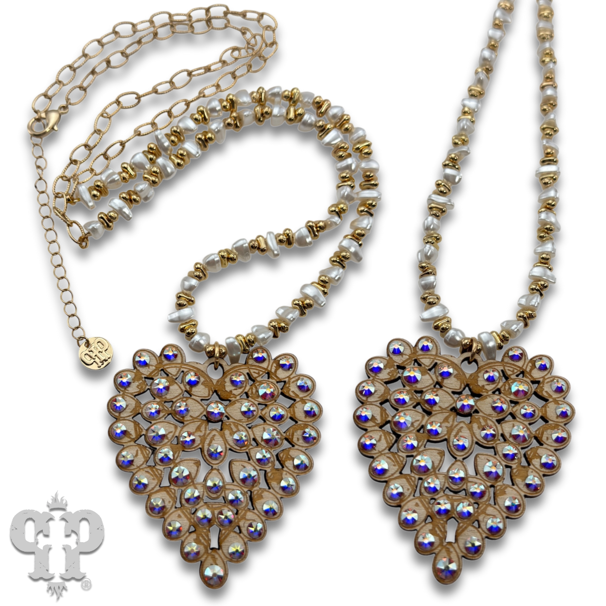 Pink Panache Brands - Wholesale Pendant/Charm Necklace - Laser cut rhinestone heart necklace0