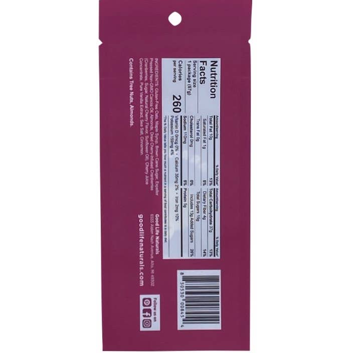 Good Life Naturals - Wholesale Granola - Grab-n-Go Granola - 2oz Cranberry Cherry Gluten Free1