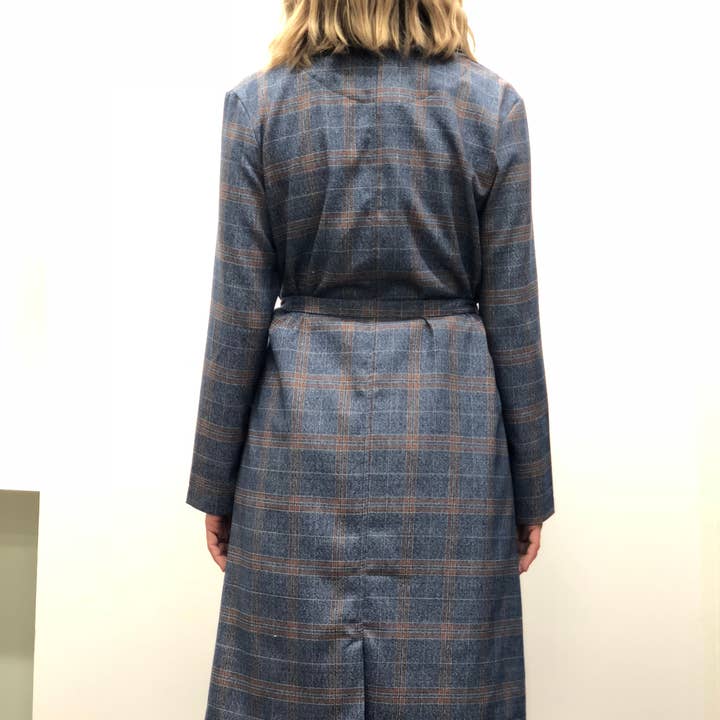 Lucca Couture - Venta al por mayor Gabardina - Mujer - LCJ3011-ADALINE GABARDINA - CUADROS DE MEZCLILLA