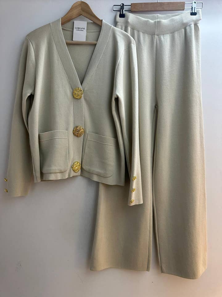LORIANE - Wholesale Top & Pant Set (NOT Loungewear) - Women's - 7338 knit set cardigan + pants one size
