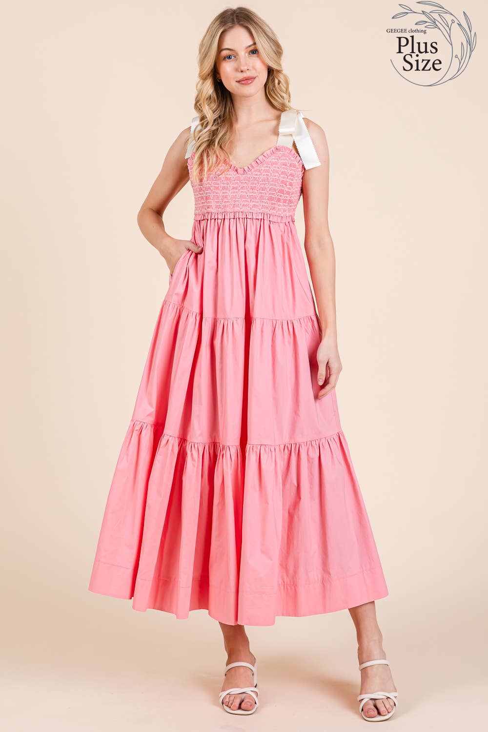 GeeGee x Lovelo - Vendita all'ingrosso Vestito - Donna - Abito midi plissettato a balze taglie comode, MD51552PL0