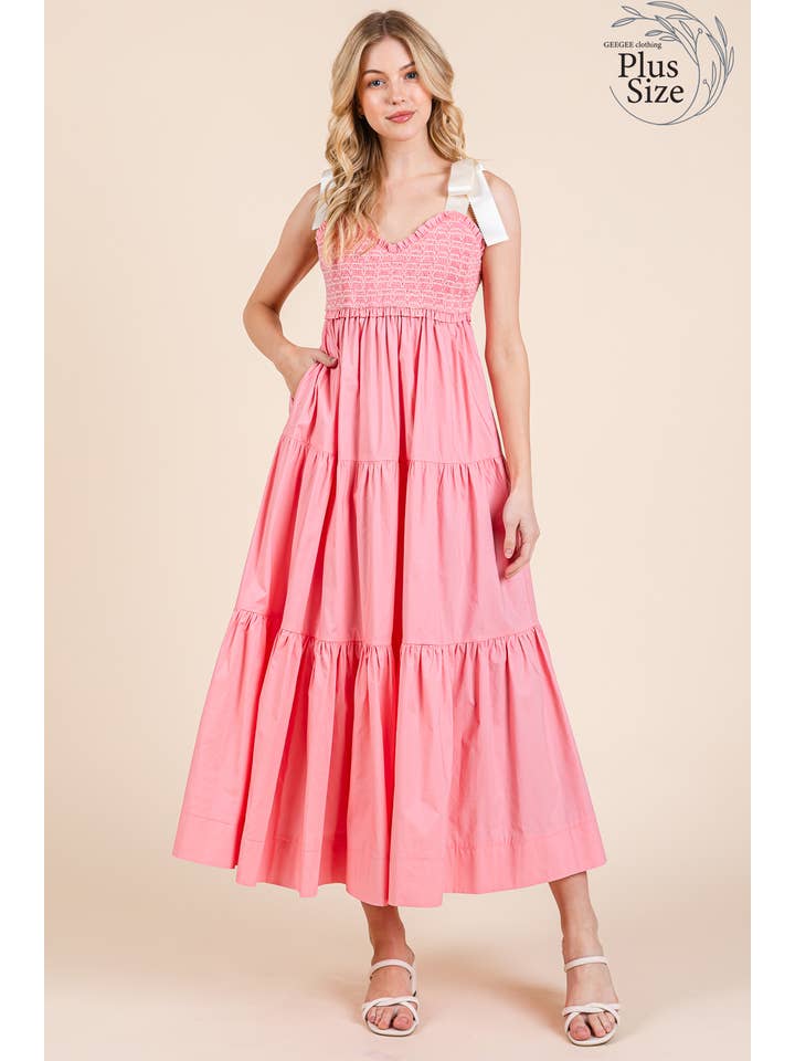 GeeGee x Lovelo - Vendita all'ingrosso Vestito - Donna - Abito midi plissettato a balze taglie comode, MD51552PL