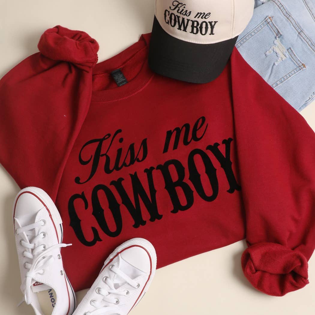 Fashion City - Wholesale Graphic Sweatshirt - Women's - KISS ME COWBOY Heavyweight Crewneck Sweatshirt10