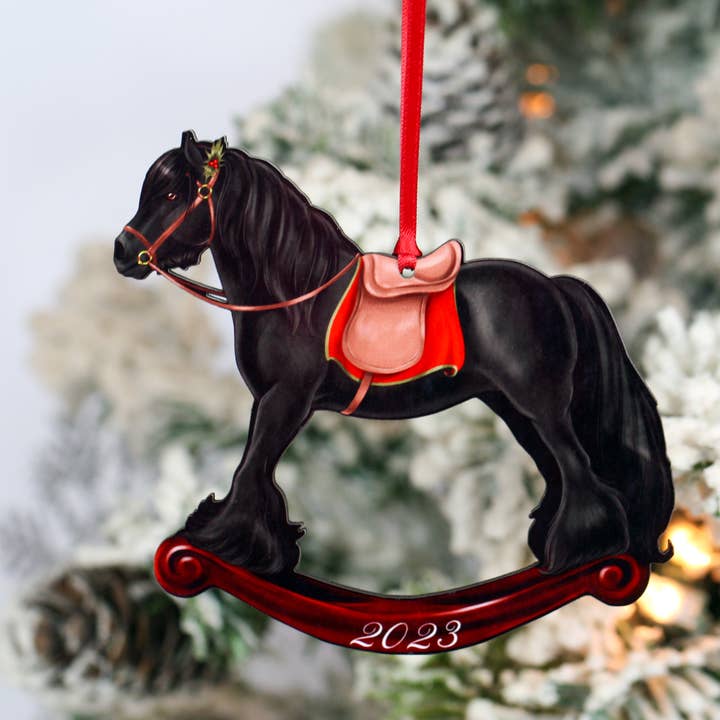 2025 Fell Pony Rocking Horse Christmas Ornament for wholesale by Classy Equine