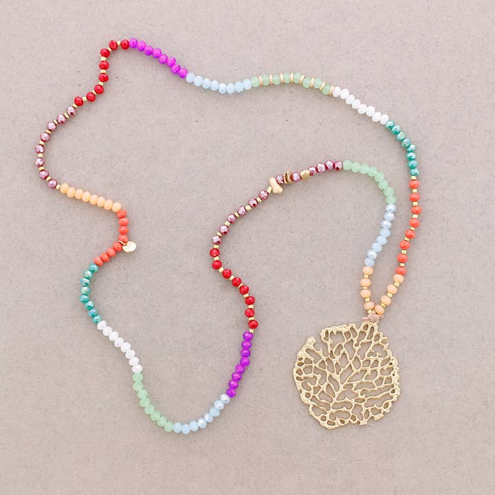 La Cuerda De Sol - Wholesale Pendant/Charm Necklace - Faceted Crystal Long Necklace with Metal Pendant