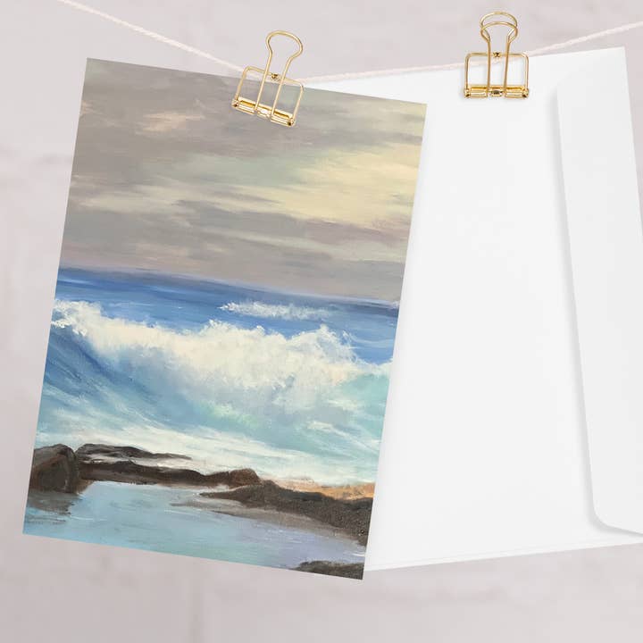Vagues - Carte de vœux artistique inspirée par l'océan, apaisante pour la vente par Kelly Beyer Art Cards & Prints