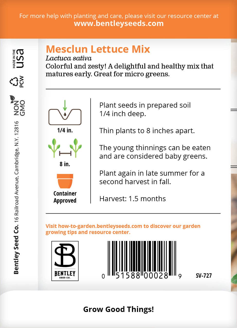 Bentley Seed Co. - Vente Graines de plantes - Laitue, Paquets de Graines de Mélange Mesclun1