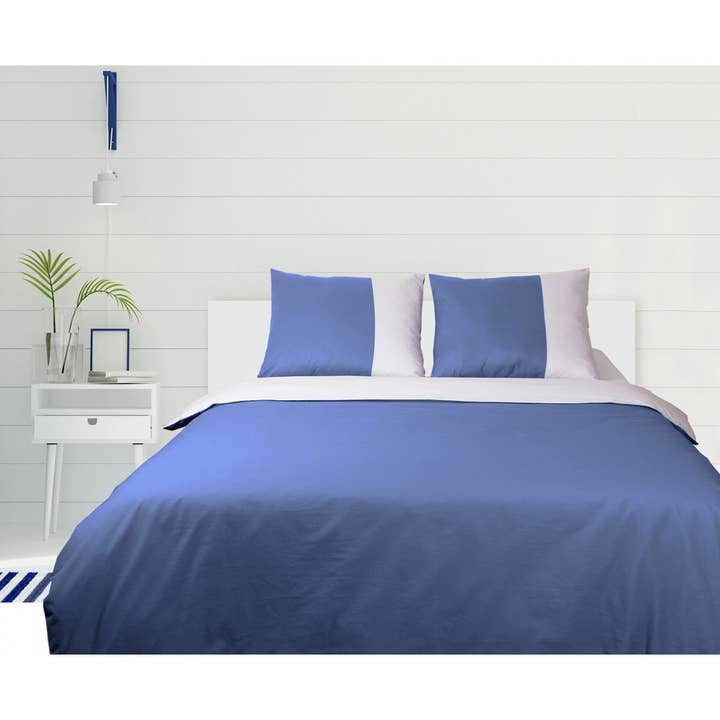 Jogo de Cama Algodão 240x220 cm Azul/Cinza por atacado de BLANC AVENUE